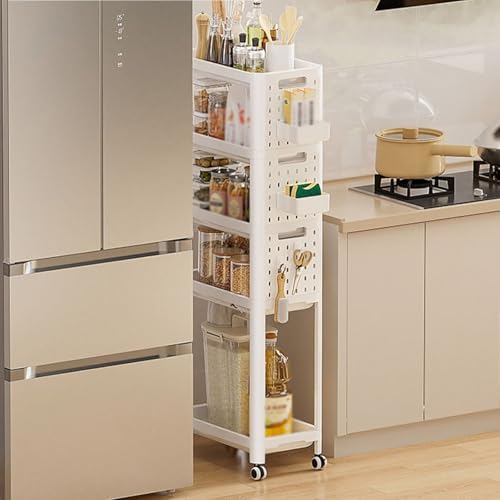 Carrello portaoggetti multifunzione con ruote girevoli, per soggiorno e bagno, organizer a 4/5 ripiani