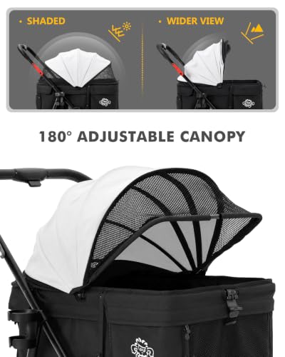 Image of Dog Stroller for Medium Dogs, 4 Wheels Pet Stroller for 2 Small Dogs or 1 Medium Dogs, Cat Stroller Up to 80 lbs, Dual Entry Design, Foldable Design, Sun Shades, Breathable Mesh, Black