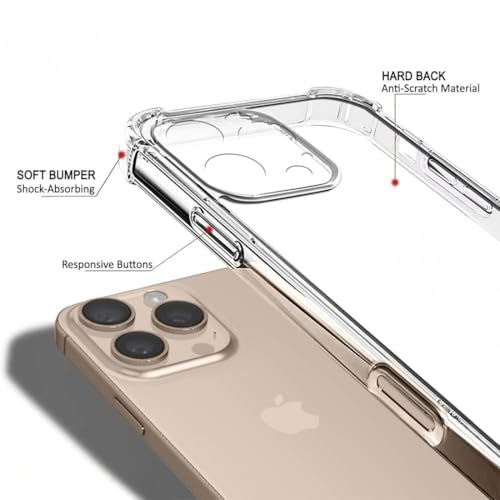 Image of Fashionury 3D Raised Transparent Crystal Clear Back Cover for iPhone 16 Pro | Shockproof Design | Anti-Slip Grip | Camera Protection | 360 Degree Protection Mobile Case