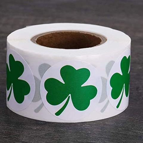 Naiyafly 500PCs Shamrock Sticker, Irish Shamrock Sticker Roll for St. Patrick, Self-adhesive Label for Activity Decoration Party Supplies Cover