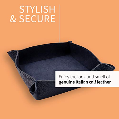 Maruse VT_NAVY Italian Tumble Leather Valet Tray Organizer thumb #4