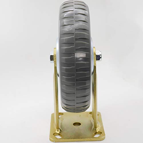 Casoter 8" Gold Top Plate Fixed Caster No Brake Polyurethane Pu Wheel With Tyre Veins, Heavy Duty Industrial Rigid Caster, No Noise & Smooth & Sturdy, 770Lbs Load Capacity Each Caster #TOP7
