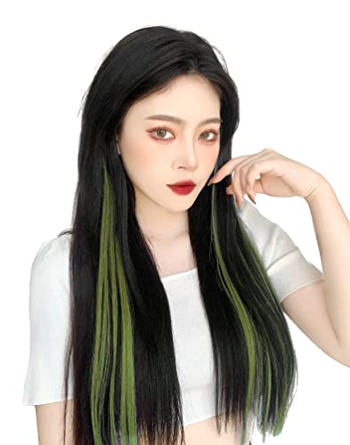 HARSW 10本セット ワンタッチ ストレート ポイント メッシュ エクステ カラー クリップ 単色 ぱっちん エクステンション