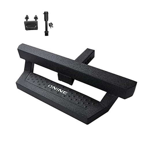 ONINE Texture Black Hitch Step with Hitch Lock and Stabilizer Fit 2” Receiver, Rear Bumper Guard, Hitch Armor