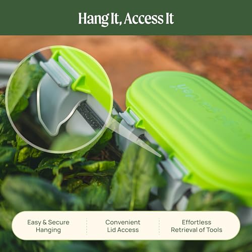 Image of Vego Garden Heavy-Duty Hanging Garden Toolbox, Weather-Resistant Durable Polymer, Holds Up to 44 lbs, Features a Rounded Lid Lime