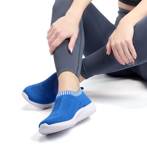 Image of konhill Womens Walking Shoes Slip On Sneakers Breathable Mesh Lightweight Casual Footwear for Daily Commute