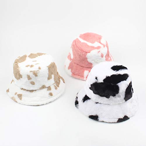pedkit Chapéu balde feminino de inverno com estampa de vaca ajustável de pelúcia quente boné de pesc