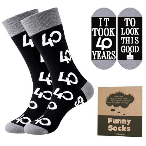 Effeet 40th Birthday Gifts Mens Socks Calf-length Cotton Size 9-11 Novelty Funny Birthday Socks Gift for Dad/Grandad/Husband