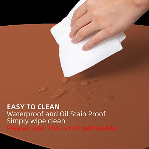 Faux Leather Placemats And Coasters Set Of 2, Dual-Sided Round Place Mats For Kitchen Dining Patio Table, Washable Oval Modern Table Mates, Non-Slip Heat Resistant Coffee Mates, Black Brown Placemats #TOP5