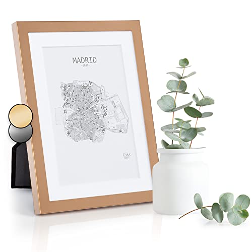 Elegance by Casa Chic - Cadre Photo 13x18 cm en métal et vitre en Verre avec Passe-Partout de 10x15 cm Inclus Cuivre Brillant