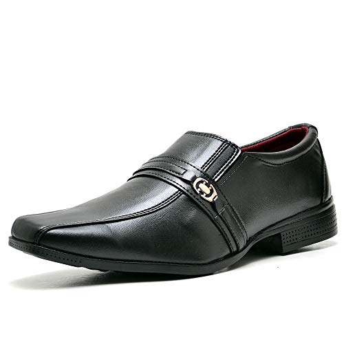 Kit Sapato Social Com Relógio Cinto Carteira Masculino Top Flex 806DB Tamanho:41;cor:Preto;gênero:Ma