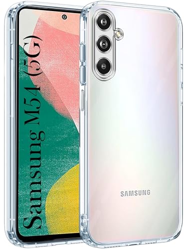 Image of Jkobi Back Cover for Samsung Galaxy M54 5G (Silicone Clear Shockproof Case with Camera Protection | Soft and Flexible | Transparent)