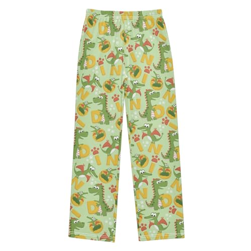 ZZXXB Dinosaur Alphabet Boys Long Pants Soft Trousers Elastic Waist Kids Lounge Bottoms with Pockets S-XL