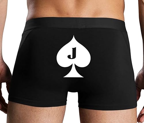 Knaughty Knickers Jack of Spades Mens Boxer Briefs with Design No Fly Stretchy Sexy Black Colorful Trunks