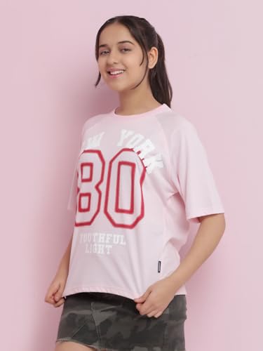 Image of Li'l Tomatoes Girls Crop T-Shirt | 100% Cotton | Graphic Printed Casual Top | Soft & Breathable Summer Wear | 9-16 Years