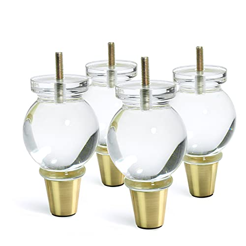 Up To 40% OFF Acrylic Furniture Legs Replacement Sofa Feet Cabinet Modern Clear Decor DIY Legs Classical Style Set of 4 ( (5.1inch)