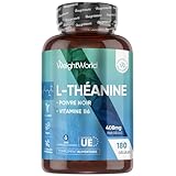 L Theanine 180 Gélules Vegan (6 Mois) avec Poivre Noir, Vitamine B6 Camellia Sinensis, Acide Aminé de Thé Vert L Théanine 408mg - sans OGM, sans Gluten, sans Stéarate de Magnesium