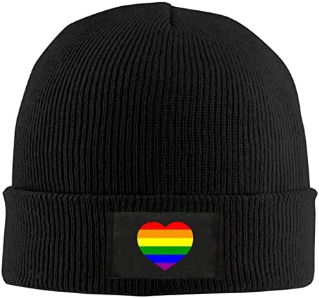 LGBT Gay Pride Flag Unisex Warm Winter Wool Hat Knit Beanie Skull Cap Black