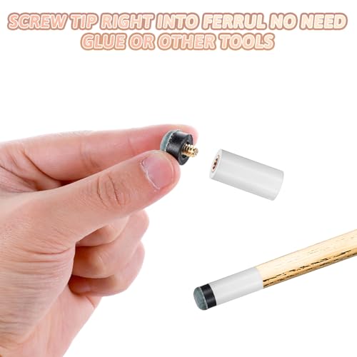 20 Stück Billard Queue Spitzen 12mm Ersatz-Schraubspitzen Billardqueues Spitze Billard Ersatzspitzen, Billard Queue Zubehör Set für Billardstöcke, Ersatz Schraub Tipps mit Pool Queue Zwinge