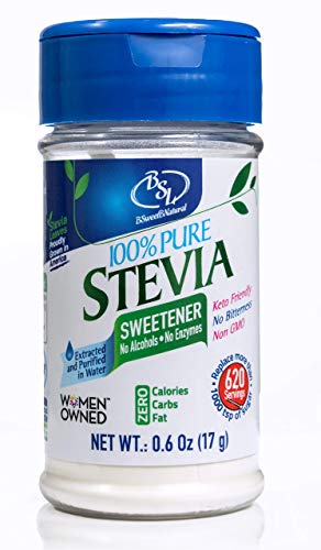BSL BSweetBNatural Stevia Powder 100% Pure, 0.6 Oz, No Artificial Sweetener, 620 Servings.