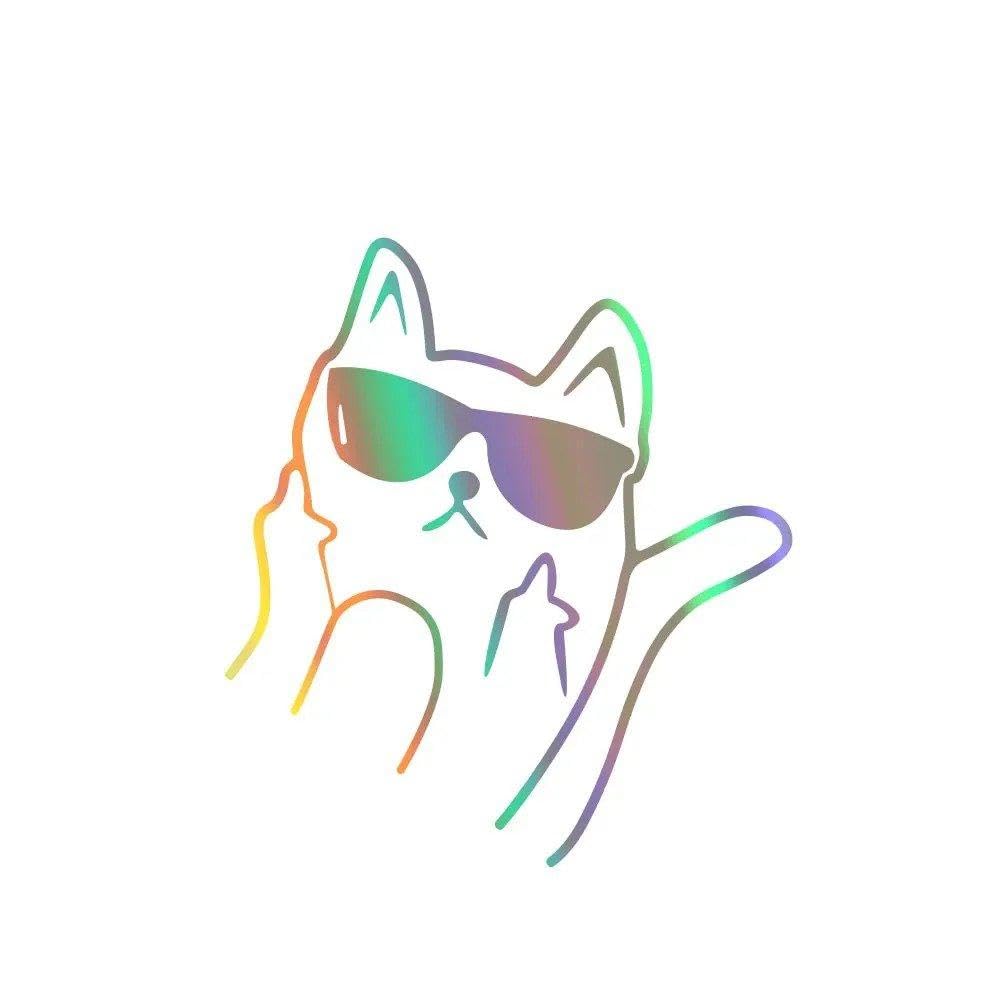Cat Car Sticker Creative Full Body Decal Waterproof PVC Vinyl Film Auto Exterior Styling(Colorful Laser)