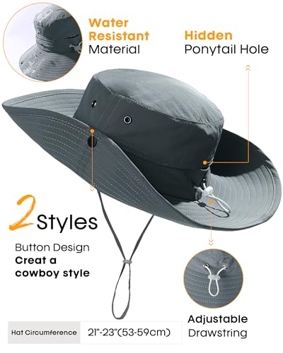 Image of FURTALK Sun Hats for Women Ponytail UV Protection Beach Summer Hat Wide Brim Packable Cowboy Hat