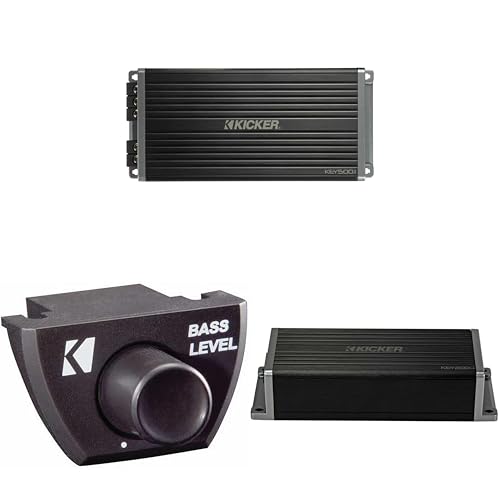 Kicker 47KEY2004 4-Channel DSP Smart Amplifier, 4x50W w/ 47KEY5001 500-Watt Mono Channel Amp with Start/Stop Capability, Bass Knob Bundle