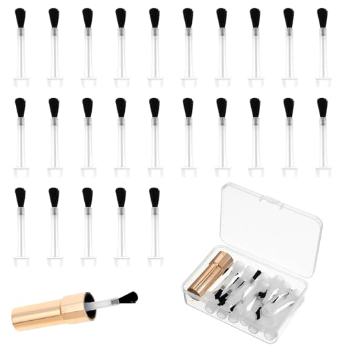 ZEYIYER 25 Pcs Disposable Nail Polish Brushes Nail Art Polish Brushes Kit with Handle Soft Brush Dip Powder Liquid Replacement