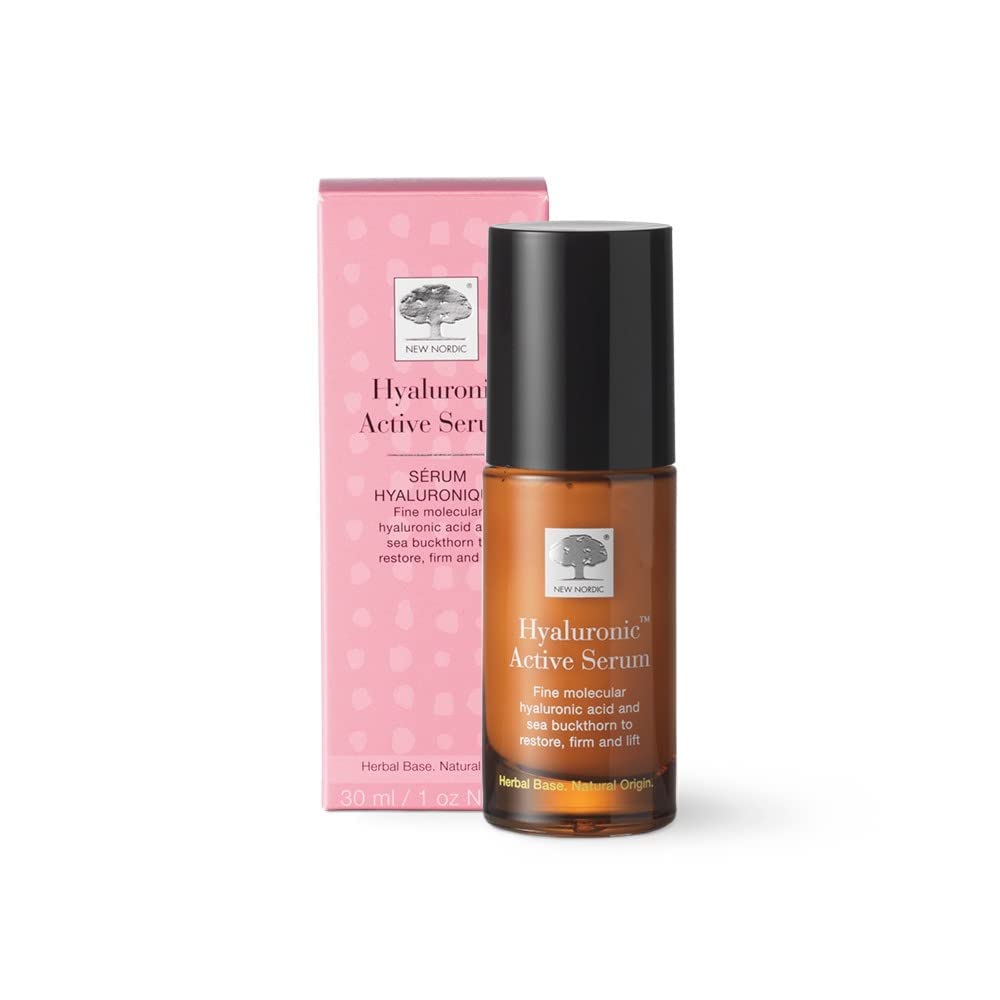 New Nordic | Sérum actif hyaluronique | Sérum visage anti-âge végétalien avec acide hyaluronique, squalane et argousier pour raffermir, soulever et restaurer la peau | 30 ml