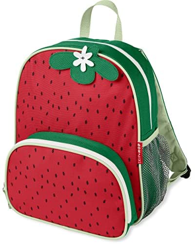 Skip Hop Sparks - Juego de regreso a clases para niños con mochila, caja Bento y biberón con pajilla, para niños de 3 a 4 años, fresa