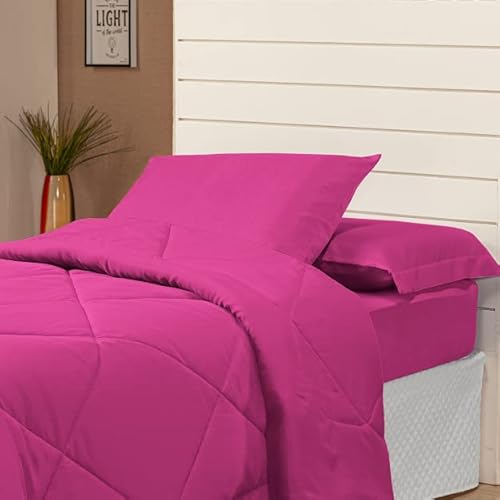 Kit Edredom Solteiro Coberdrom 2 Peças Cobertor Margarida Cor:Pink