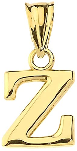 14K Yellow Gold Fine Mini Dangling Initial A-Z Charm 1/2" Pendant - Letter Z #TOP5