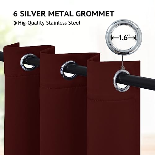 Image of COSVIYA Grommet Room Darkening Burgundy Curtains 63 inch Long for Bedroom | Light Blocking Insulated Thermal Curtains for Living Room, Blackout Thick Polyester Window Drapes,42x63 inches, 2 Panels