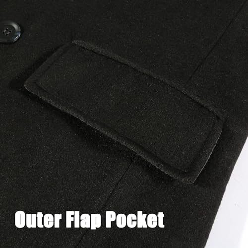 KASTWAVE Mens Trench, Men's Luxury Full Length Trench Coat Long Wool Overcoat Winter Windbreaker, Winter Trench Coat