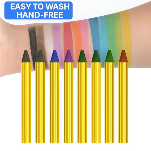 Face Paint Sticks, Face Paint Crayons Kit, Face Painting Kit, Safe & Non-Toxic Washable Face & Body Makeup, Bright Colour Sticks for Halloween, Cosplay, Sports Events, Birthday Parties - Image 2
