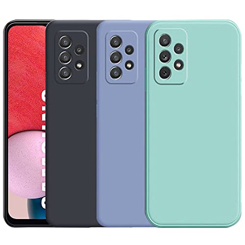 YuShangDigital para Samsung Galaxy A13 4G Funda para teléfono 3 Piezas Funda de Silicona Protección de Lente Carcasa Suave Funda de TPU a Prueba de Golpes [Negro] [Gris] [Cian] Cover