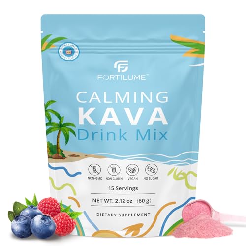 FORTILUME Calming Kava Drink Mix, Instant Kava Powder, Low-Calorie, Non-Alcoholic | Plant-Based...