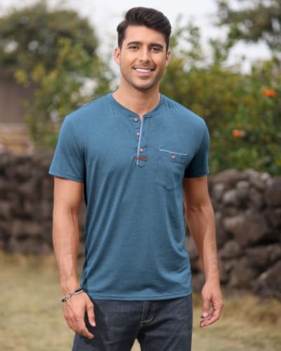 Mens Henley Shirts Short Sleeve Button T-Shirts Summer Athletic Lightweight Tee Shirts with Pocket2
