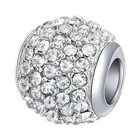 Andante-Stones Cuenta de Plata Pavé con Cristales Blancos Cover