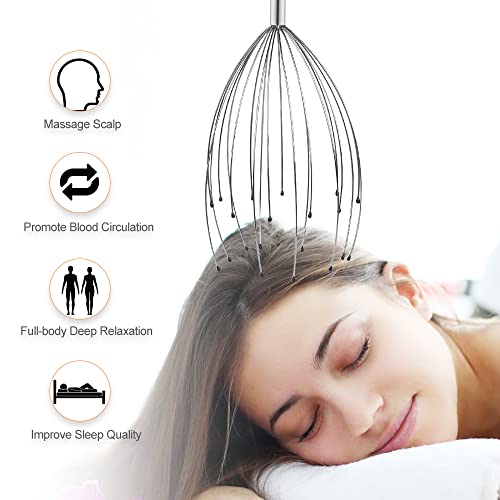 URAQT Kopfmassagegerät, 3-teiliges Set Kopfmassage Spinne Kopfspinne mit 20 Fühler, Kopfkrauler mit rückenkratzer, Kopf Massagespinne für Relax Wellness Head Massage - Image 6