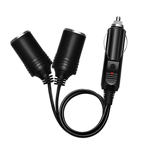 [Reconocido por UL] Chanzon Car 2-Socket Splitter Encendedor de cigarrillos 7 inch / 18cm 18AWG Cable de alimentación 15A DC con fusible 12 24V Socket 2 Way Y Adapter 2-Way Extension SPT-1 Charger