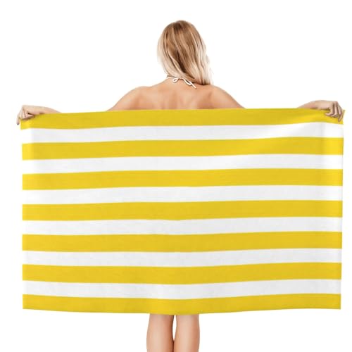 Serviette de bain microfibre jaune 81x132 cm drap douche absorbant