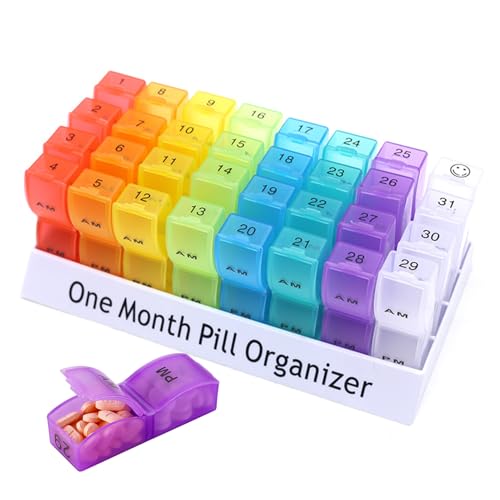 Pilulier mensuel 31 jours amovible doseur medicaments vitamines et supplements