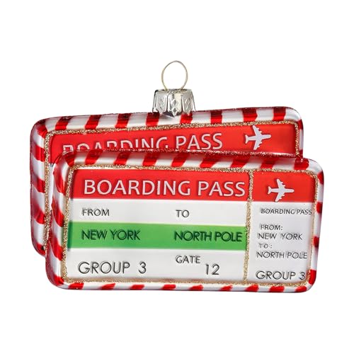 Christbaumschmuck Glas 10,3cm - Flugticket Figur zum Aufhängen -...