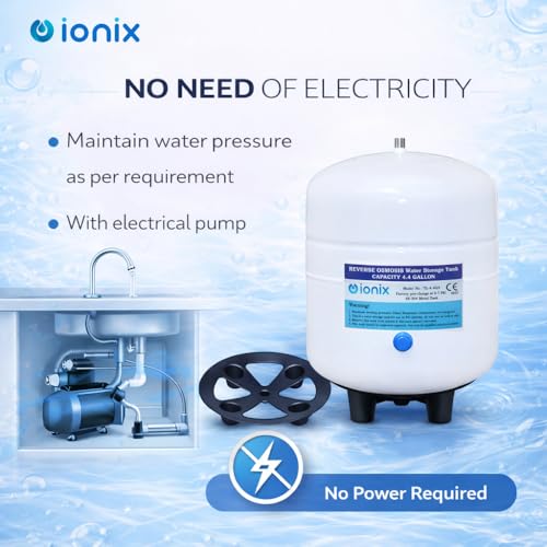 Image of IONIX RO Stainless Steel 304 Pre-Pressurized Metal Pressure Tank with Tank Valve, Water Softener, 4.4 Gallons Capacity, Healthy Water for Your Family, Used by Top Indian Brands (Pack of 1)