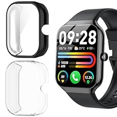 Lamshaw Cover compatibile con Jugeman/SOUYIE/‎Togala/Motast P99 1,96 pollici SmartWatch,Cover con protezione dello schermo, [Anti-graffio] [Ultra sottile flessibile] Copertura totale TPU (nero+