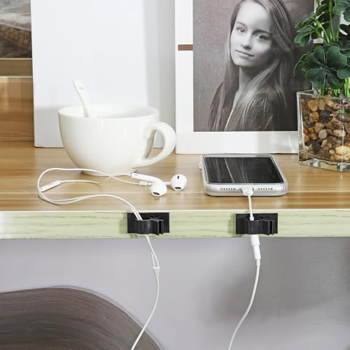 PATIKIL abrazaderas adhesivas para cables de nailon 13-16mm, 14 piezas, clips para gestión de cables, organizador de alambre ajustable para pared, oficina y hogar, negro miniatura 6