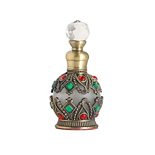 Botella de perfume de 15 ml, botellas de perfume vacías, botella de perfume vintage, contenedor de perfume de estilo árabe, botella de perfume de cristal, botella de perfume de metal (3)