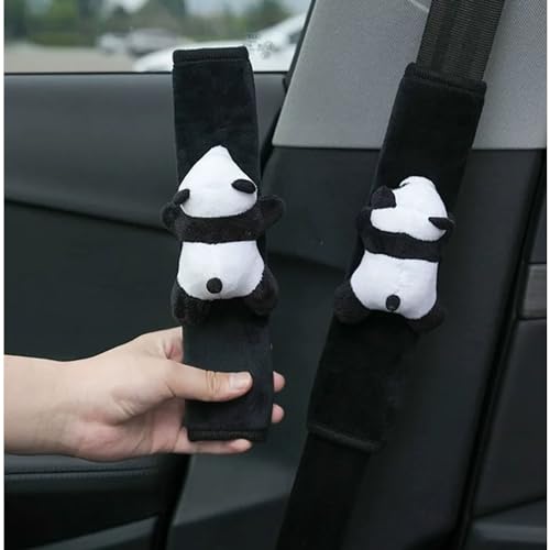 Image of Car Seat Pillow & Seat Belt Covers 2PCS Cute Panda Car Headrest Pillow Cartoon Comfortable Neck Support Cushions Soft Plush Auto Belt Decor Wraps (2Pcs Car Pillow + Seat Belt Covers)