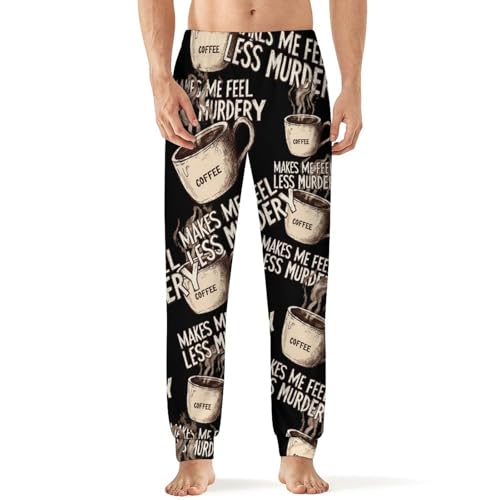 Coffee Calms Me Down Men's Pajama Bottoms Sleep Lounge Soft Comfy Pants Sleepwear